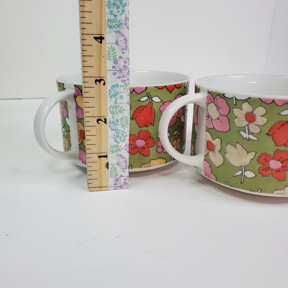 Flower Soup Mugs 2835 JAPAN Set of 2 Cups Coffee Retro 70's Vintage - Picture 8 of 8